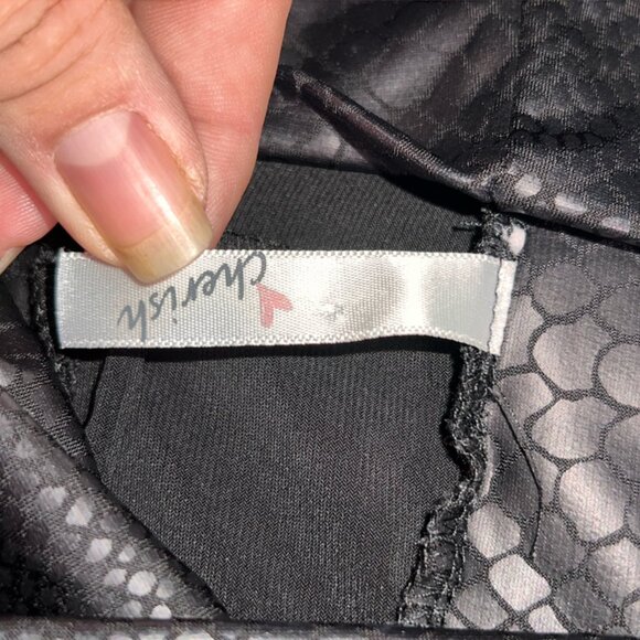 Cherish Women Small Black Snake Skin Reptile Print Faux Leather Legging (U) - Picture 4 of 5